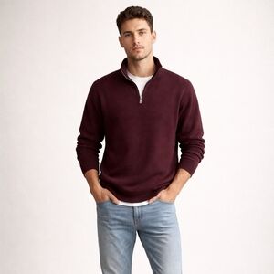 Joe Joseph Abound L Retro Minimalist NWT 90's Burgundy‎ Sweater 1/4 Zip Knit